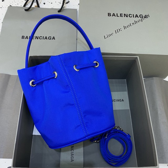 Balenciaga專櫃爆款Balen超輕水桶包 巴黎世家深藍帆布手提包 fyj1496